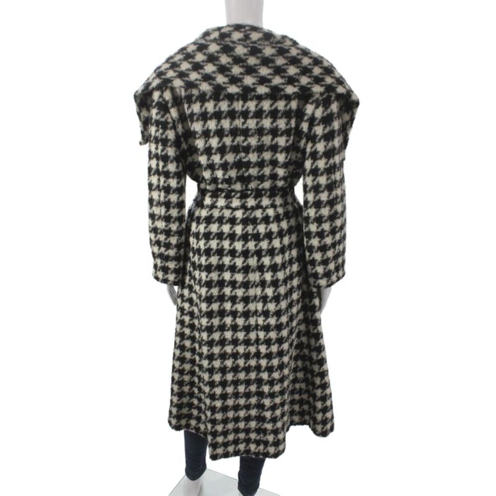 Max Mara Womens Black Check Virgin Wool Button Overcoat Size 12 - Picture 4 of 7